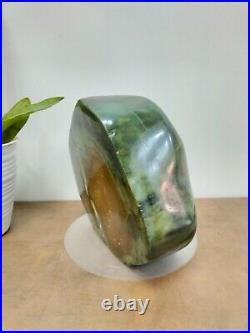 Rare green petrified wood with crystal polished natural home decoration 3600gr