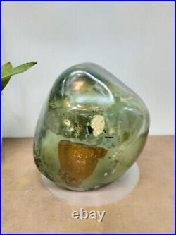 Rare green petrified wood with crystal polished natural home decoration 3600gr