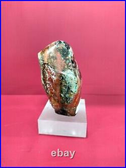 Rare mix color light green white brown petrified wood polished 539gr (5x7x9cm)