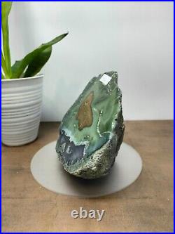 Rare mix green with crystal petrified wood polished 1172gr (14x7x12cm)