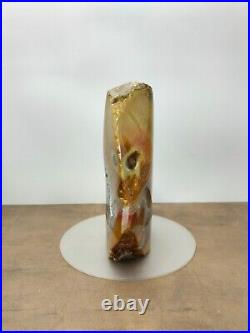 Rare mix yellow brown with crystal petrified wood polish 1833gr (13x6x16cm) 313
