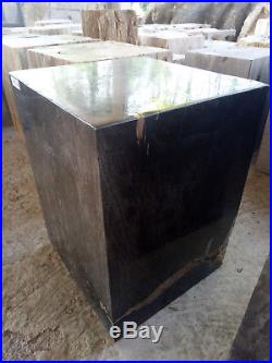 Wholesale 2 Ton Indonesia Petrified Wood Square Stools Side Table Full Polish