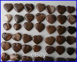 Wholesale Price! 105Pcs Petrified Wood/Fossil Wood Love Heart Shape Pendant